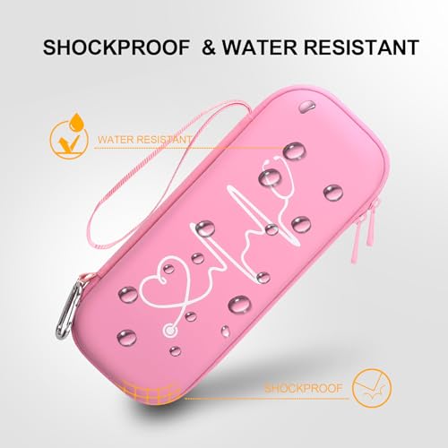 Image of BOVKE Stethoscope Case for 3M Littmann Classic III Monitoring /Lightweight II S.E /Cardiology IV Diagnostic /MDF Acoustica Stethoscopes, Mesh Pocket for Doctor & Nurse Accessories, Pearl Pink