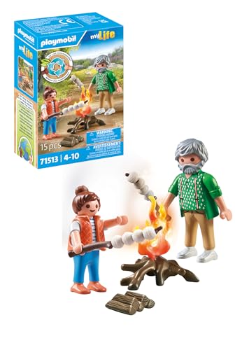 Playmobil 71513 Grand-père Petite Fille et feu de Camp