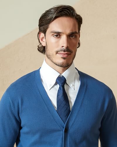 Kallspin Men’s Pure Cotton Cardigan Sweater V-Neck Button Down Cardigan Lightweight Knitwear with Pockets4