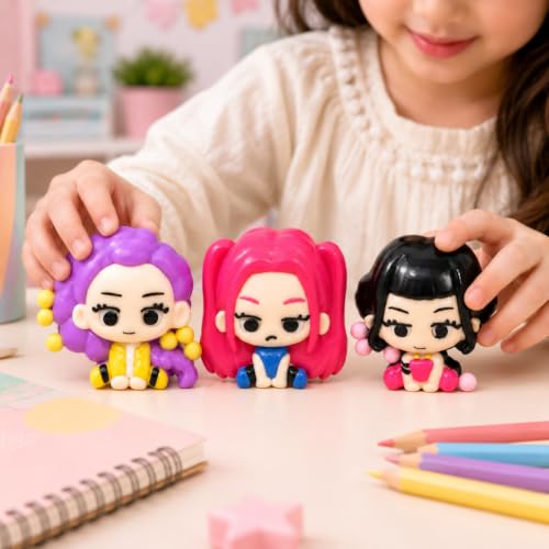 Image of Wanna Party Korean Pop Inspired Squishy Toys for Kids - Set of 3 | Cute Character Stress Relief Squeeze Toys, Soft Sensory Fidget Toys for Party Favours, Return Gifts & Birthday Gifts