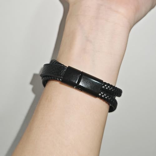 Tiger Eye Leather Bracelet Men Natural Double Tiger Eye Stone Handmade Crystal Healing Protection Bracelets4