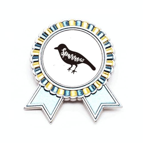 Pin's moineau noir et blanc métal M broche oiseau pour vêtement homme femme