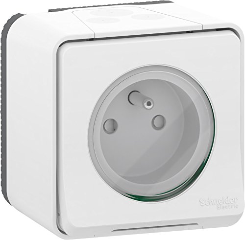 Schneider Electric MUR39030 mureva Styl Prise de courant 2p+t saillie Ip55 ik08 connexion automatique 250 V, Blanc