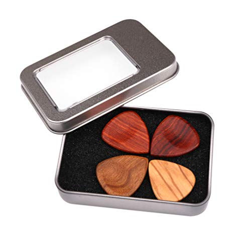 FARUTA Lot de 4 médiators et boîte de rangement en bois pour guitare électrique acoustique, ukulélé - Les Beatles, Paul McCartney, John Lennon, RIngo Starr, George Harrison FARUTA Lot de 4 médiators et boîte de rangement en bois pour guitare électrique acoustique, ukulélé