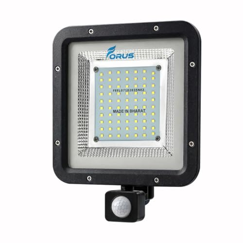 Image of Forus 50W LED Flood Light White with Motion Sensor Auto On Off Day Night Mode Waterproof Outdoor Security Light for Garden Parking Garage Factory Warehouse Super Bright Floodlight 4Yr Warranty-1Pc