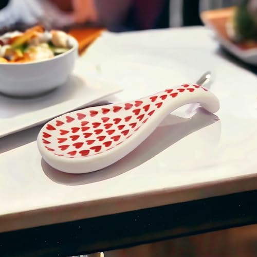 Image of Malaikah Ceramic Spoon Rest Heart Pack of 1 for Home, Kitchen, Dining, Kitchen Decor & Gifting