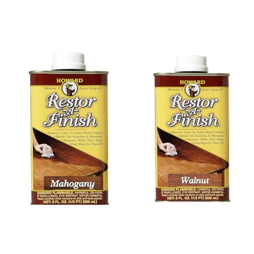 Howard RF5008 Mahogany & RF4008 Walnut Restor-A-Finish Wood Refinishers, 8 Fluid Ounces Each