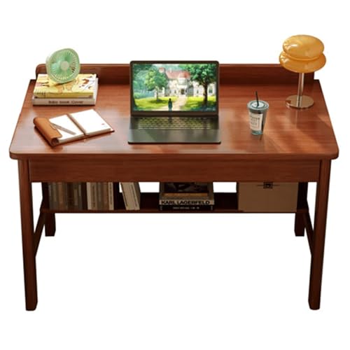 Solid Wood Desk Office Desk with Shelves Deeper & Thicker