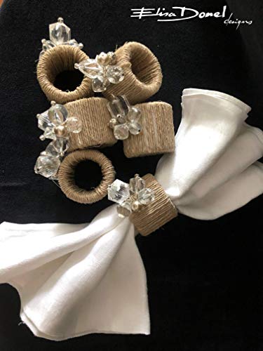 Handmade Napkin Ring Set of 6: CRYSTAL CLEAR