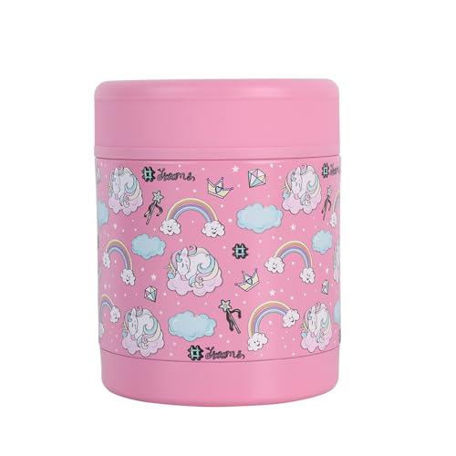 Image of Insulated Food Container 12oz Vacuum Insulated Food Jar Soup Thermo for Hot and Cold Food Kids Leak-Proof Stainless Steel Lunch Box Food Lunch Container (Pink-horse)