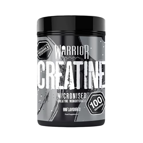 Warrior Kreatin-Monohydrat-Pulver 500g (Geschmacksneutral) – Mikronisierte – Verbessert nachweislich die körperliche Leistungsfähigkeit und Regeneration, Nicht Gummies – 5g pro Portion
