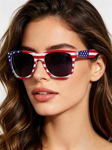 Image of knliwkm American Flag Sunglasses for Men USA American Flag Glasses Fourth of July Accessories