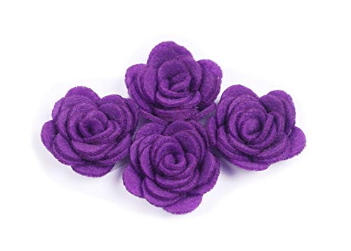 Image of YYCRAFT Pack of 20PCS Felt Flower Rose 1.5 inch 4D Applique /Bow,Purple