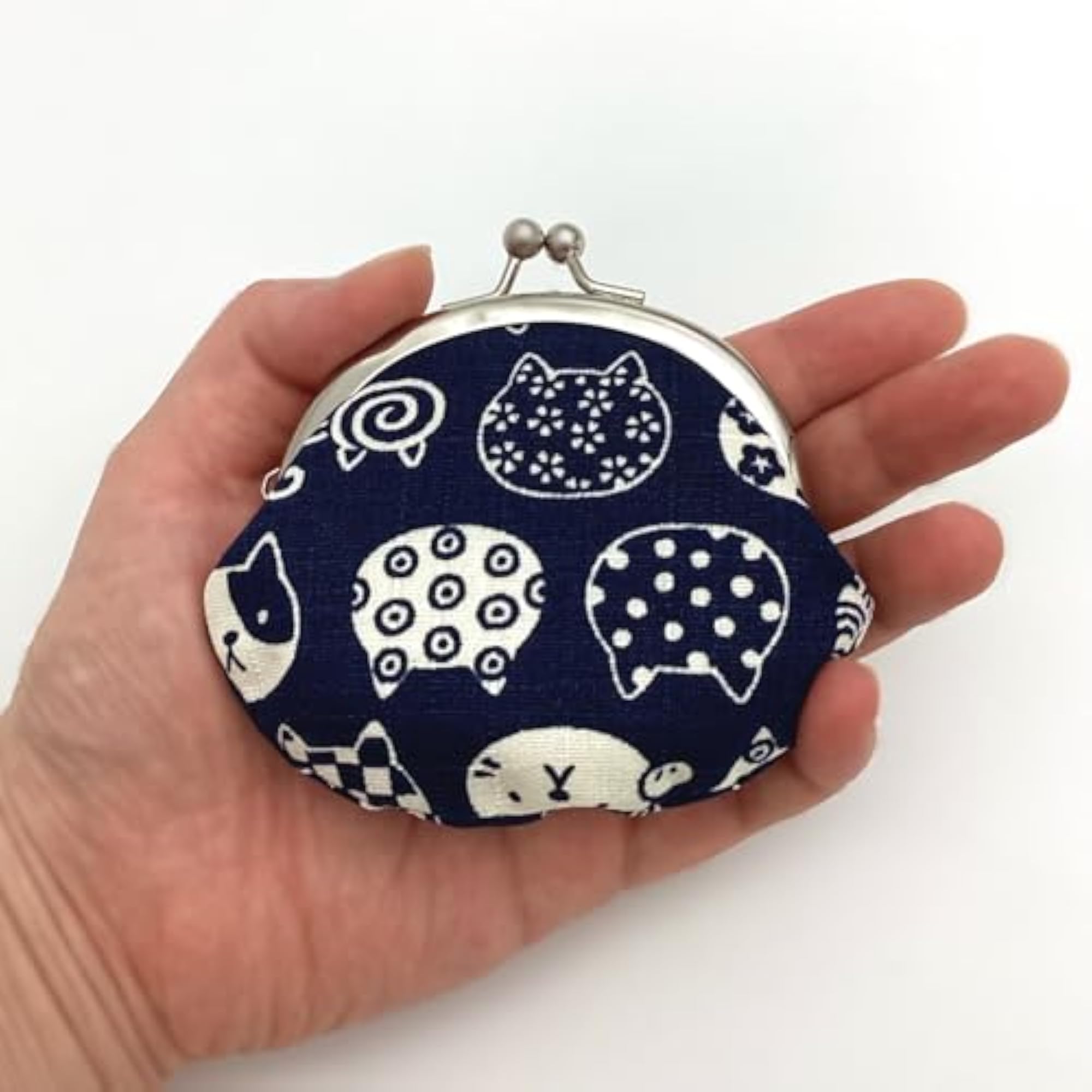 Cat Navy Blue Coin Purse, Cute Design, 2.6 Size