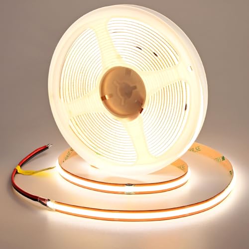 GOMING 24V Snijden Naar Believen COB LED Strip Natuurlijk Wit 4000K 5M 528LED/M 13W/M 4600lm CRI 93+ Uniforme Emissie Flexibel IP20 Niet Waterdicht LED-bandlichten voor DIY Home Decor(Geen Voeding)