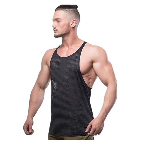 Xdzhfx Men Summer Vest Polyester Mesh Drying Breathable Men Gyms Fitness (Color : A, Size : L Code) #TOP9