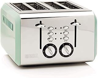 Haden Cotswold Toaster - Electric Stainless-Steel Toaster with Reheat and Defrost Functions - 1640-1960W, Four Slice, Sage - CE20