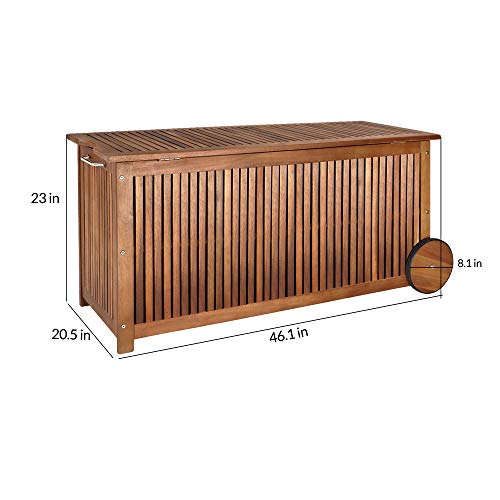 Cucunu Outdoor Storage Box 65 Gallon Wooden Deck Boxes For Patio Garden Pool 46X20X24 Inch Waterproof Wood Chest Large Container Wheels thumb #8
