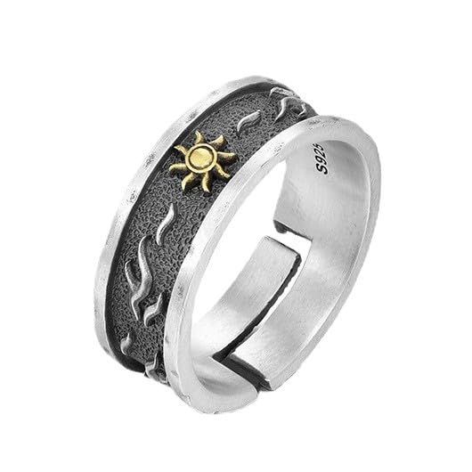LAIHUARYWA Silver Plated Sun Ring for Men Women Adjustable Sun Symbol Ring by LAIHUARYWA - Used condition - US$6.56