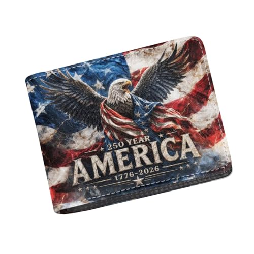 Image of Coldinair 250 USA Anniversary Eagle Kids Wallet,Little Boys Wallet for Kids,Leather Bifold Wallet Credit Card Cash Id Holder Slim Rfid Blocking Coin Purse