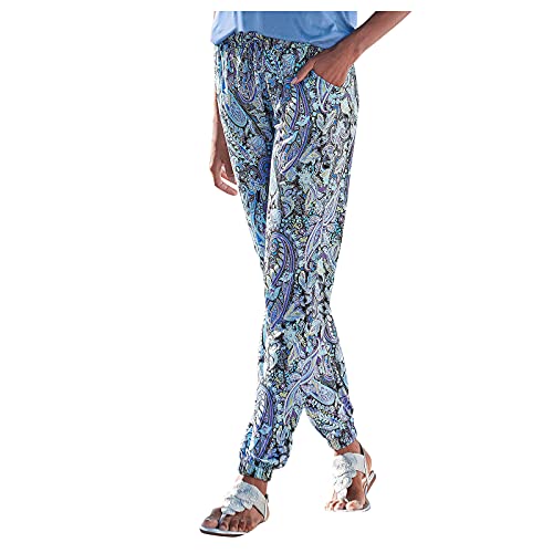 Pantalon femme casual à poches et imprimé boho pour la plage