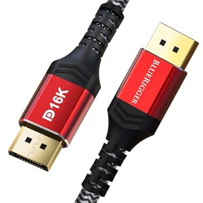 BlueRigger 16K DisplayPort Cable 2.1-6FT (VESA Certified, 16K 30Hz, 8K 120Hz, 4K 240Hz, DP to DP Cable, 54Gbps, HDR10+, Display Port)- Compatible with Laptop, PC, HDTV, Graphics Card, Gaming Monitor