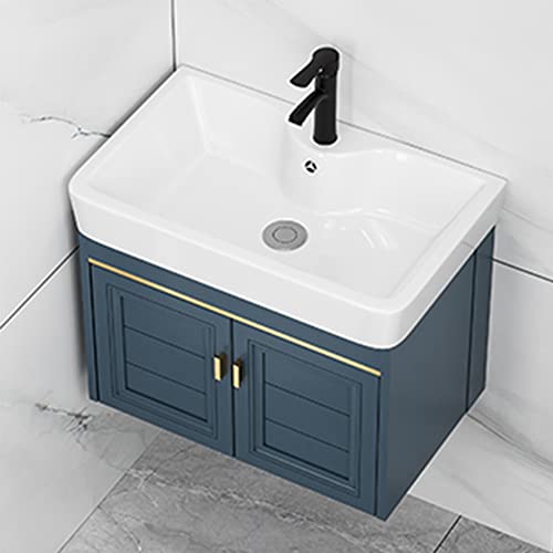 DFGHNBVC Conjunto De Tocador De Baño Suspendido con Lavabo De Cerámica, Grifo De Agua Fría Y Caliente Y Desagüe. Diseño Flotante Que Ahorra Espacio para Baños Modernos. Largo: 22,8 Pulgadas (58 Cm).