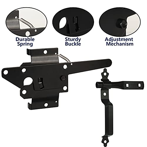 Gate Latch For Wooden Fence, Heavy Duty Self Locking Gate Latch With Handle For Pool/Garden Gate Safety Latch, Gate Hardware Kit For Vinyl/Wood Fence, Black Finish #TOP1