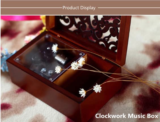 Boîte à Musique En Bois Massif Antique Gravée 18 Notes Carillon à