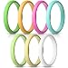 ThunderFit Women's Thin and Stackable Silicone Rings Wedding Bands - 7 Pack 2.5mm Width - 2mm Thick (White, Yellow Green, Deep Pink, Blue, Yellow, Orange, Green, 6.5-7 (17.3mm))