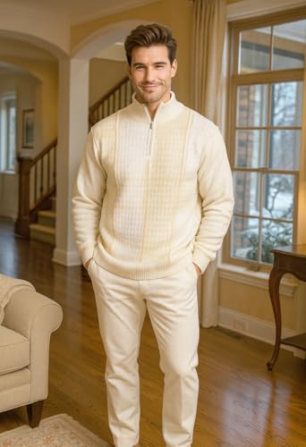 STACY ADAMS Men's Sweater, Multi Square Houndstooth Pattern2