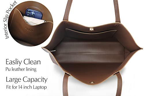 Image of Minimalist Clean Cut Pebbled Faux Leather Tote Womens Shoulder Handbag