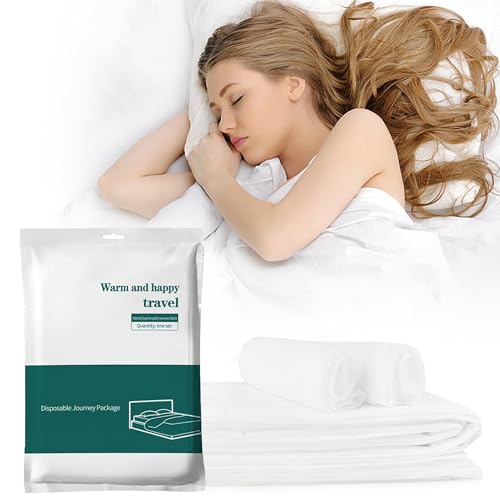 Nanaborn Disposable Bed Sheets for Travel 4 Piece Hotel Portable Sheet Quilt Cover Pillowcases for Business Trip Bedding Kit