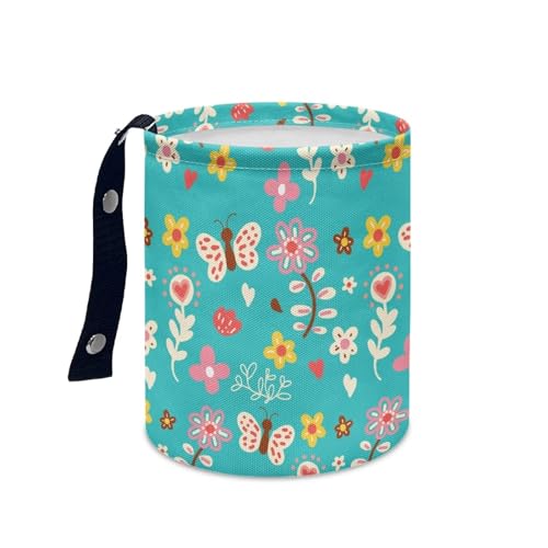Image of Cartoon Daisy Butterfly Car Rubbish Bag Can Reusable Hanging Auto Garbage Organization Can Bin with Adjustable Strap for Camping，Travel Accessories