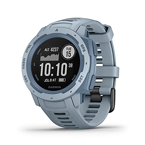 Garmin Instinct、防水 GPS、スポーツ機能、スマートフォン通知機能を備えたスマートウォッチ、スカイブルー