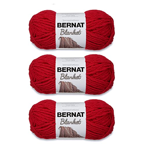 Bernat Blanket Cranberry Yarn - 3 Pack of 150g/5.3oz - Polyester - 6 Super Bulky - 108 Yards - Knitting/Crochet by Bernat - Used condition - US$18.50