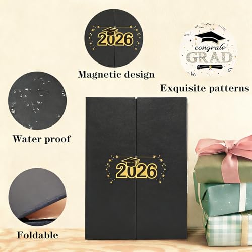 Image of SIHPTO Graduation Guest Book 2026 College Graduation Party Decorations,Black and Golden Graduation Signature Book,Class of 2026 Congrats Grad Guest Book Alternative, Graduation Gifts