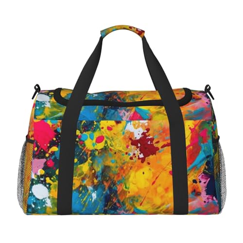 Travel Duffel Bag Lightweight Waterproof Carry On Tote Bag Foldable Weekender Overnight Bags Colorful Abstract Painting Sport Gym Bag For Women Men