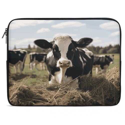 Funda para laptop de 17 pulgadas con diseño de vacas y protección impermeable para notebook