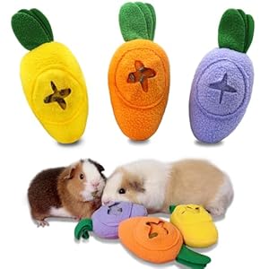 3Pcs Guinea Pig Forage Toys, Guinea Pig Toys Enrichment for Boredom, Washable Puzzle Feed Game Slow Feeder, Snuffle Ball Treat Dispenser Feeding Toy, Exercise Acitivity Foraging Toy (Random Color)