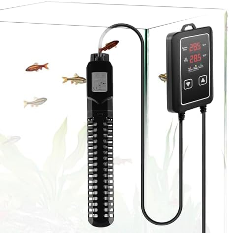 500W Calentador de Acuario de Temperatura Ajustable con Pantalla Digital LED, ventosas y protección contra sobrecalentamiento, Calentador de termostato para peceras y acuarios 50L-400L