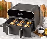 Sur La Table 11-Quart Digital Double Basket Air Fryer - 1700W Dual Zone with Touchscreen Display, Sync Cook & Separate Settings, Includes Crisper Tray & Separator, Safe Kitchen Appliance for Food Prep