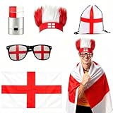 Juego de 5 piezas para fans del Mundial de Fútbol 2026 – Capas y gafas y peluca para aficionados al fútbol, juegos de regalo para hombres y mujeres, accesorios de decoración nacional para estadio y