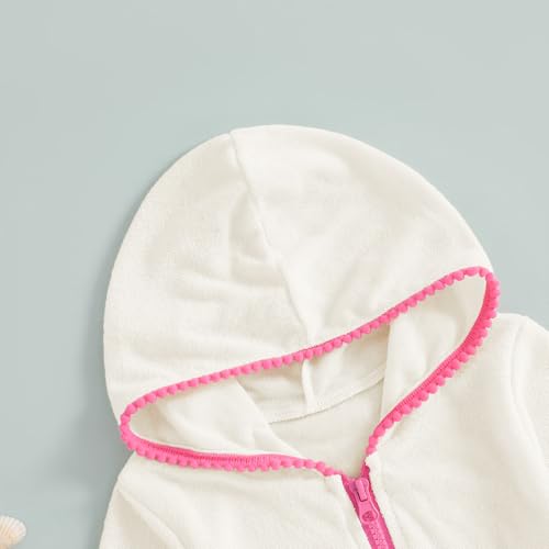 Toddler Girls Swimsuit Cover Up Long Sleeve Zip Up Terry Cloth Hooded Beach Dress Kids Bathing Suit Pool Towels4