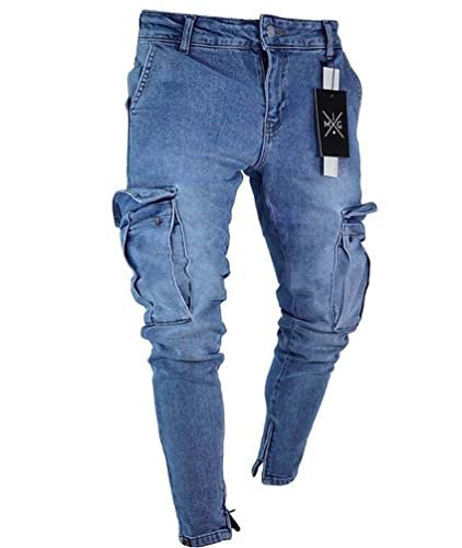 Men's Slim Jeans Ripped Jeans Denim Pants Denim Trousers Hole Biker Casual Elastic Skinny Jeans with Zipper Feet3