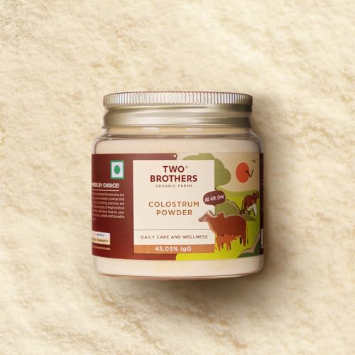 Image of Two Brothers Organic Farms Colostrum Powder | Desi Gir Cow Colostrum | Health Supplement for Supporting Immunity, Digestion, & Overall Health | No Added Preservatives | Desi Gir Cow Colostrum Milk (100G)