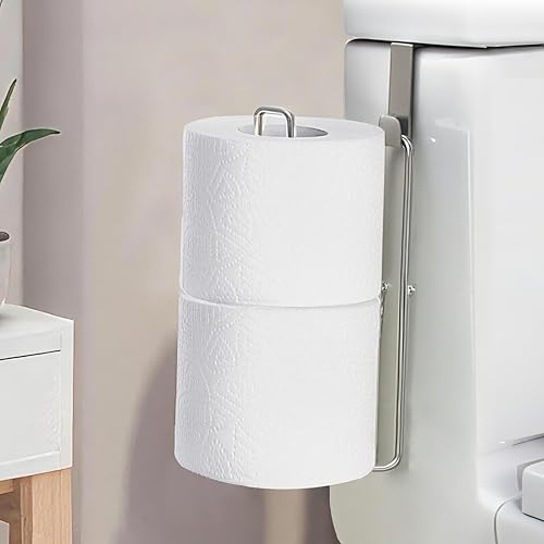 Zeadesign Toilet Paper Holder Wall Mount Storage Extra 2 Roll Tissue Over The Tank Toilet Paper Holder Brushed Nickel and Chrome Tissue Holder for Bathroom Organizer Adhesive Paper Holder 1Pcs