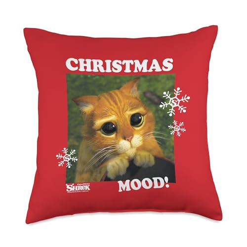 Shrek Christmas Mood Puss In Boots Throw Pillow