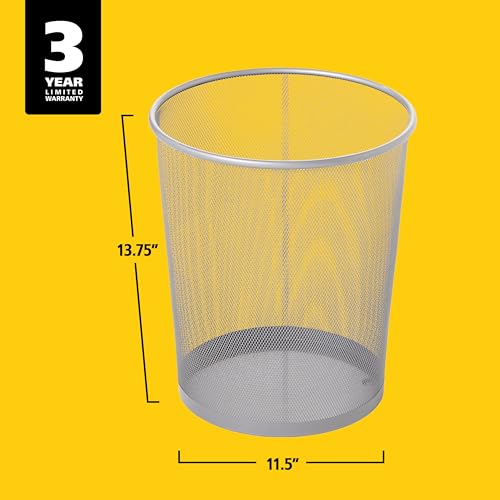 Image of Rubbermaid Commercial Products Concept Collection Mesh Metal Trash Can 5-Gallon Fits Under Desk Silver Wastebasket for School /Office /Home /Bathroom