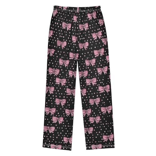 Pink Bows Coquette Dots Pajama Pants Soft Lounge Sleepwear PJ Bottoms with Elastic Waist Ages 6–14 Years2